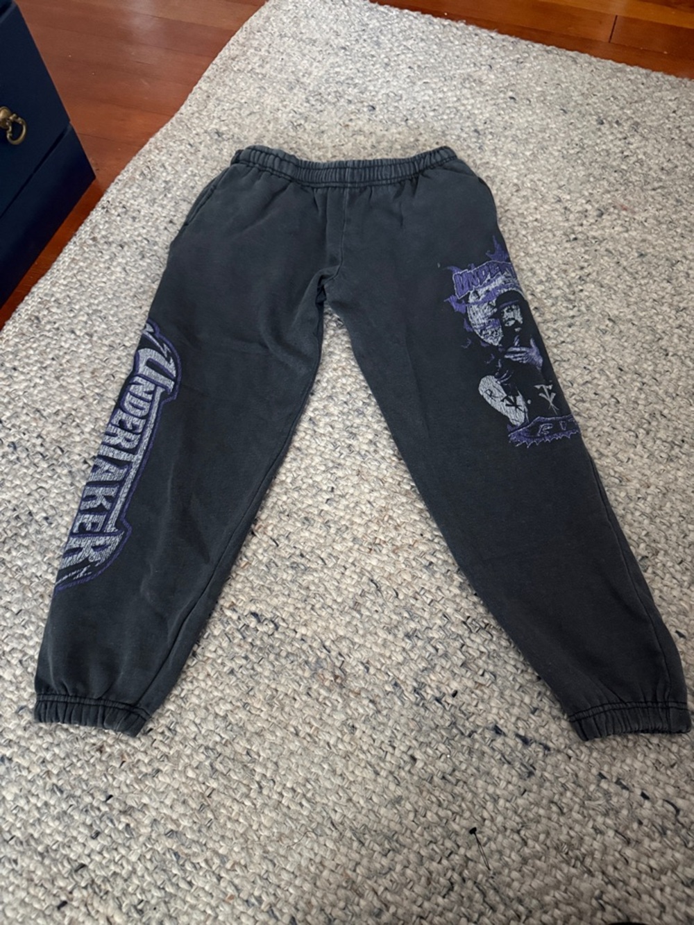PacSun Black Track Joggers with Purple Graphic
